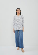 Zendaya Flower Grey Blouse | G.13172