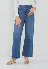 Wide Leg Jeans Dark Blue Denim | G.3407