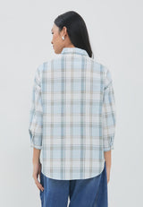 Bethari Blue Plaid Oversize Shirt | G.13171