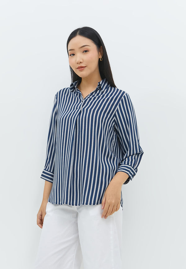 Gendhis Navy Stripe Shirt | G.13151