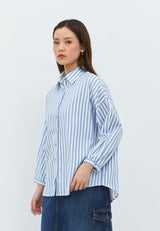 Bethari Blue Stripe Oversize Shirt | G.13115