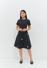 Gracella Flower Black Dress | G.43142