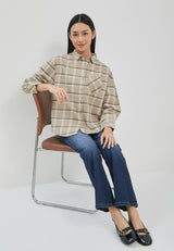 Ghia Brown Plaid Oversize Shirt | G.11691