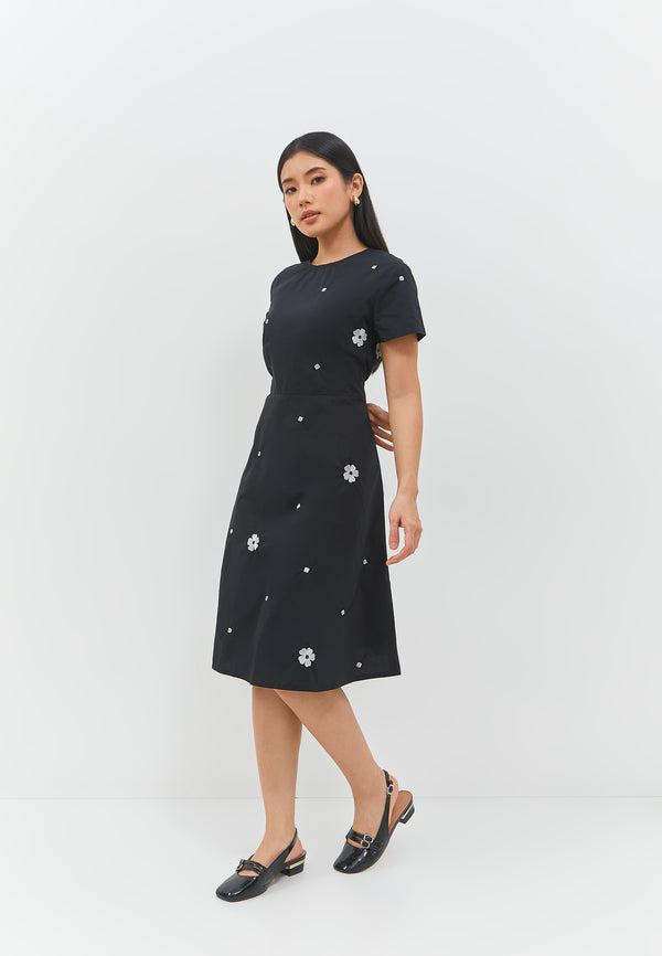 Gracella Flower Black Dress | G.43142