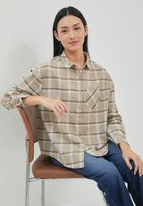 Ghia Brown Plaid Oversize Shirt | G.11691