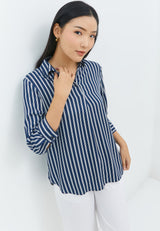 Gendhis Navy Stripe Shirt | G.13151