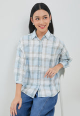 Bethari Blue Plaid Oversize Shirt | G.13171