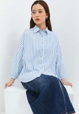 Bethari Blue Stripe Oversize Shirt | G.13115