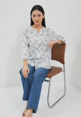 Zendaya Flower Grey Blouse | G.13172