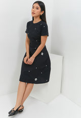 Gracella Flower Black Dress | G.43142