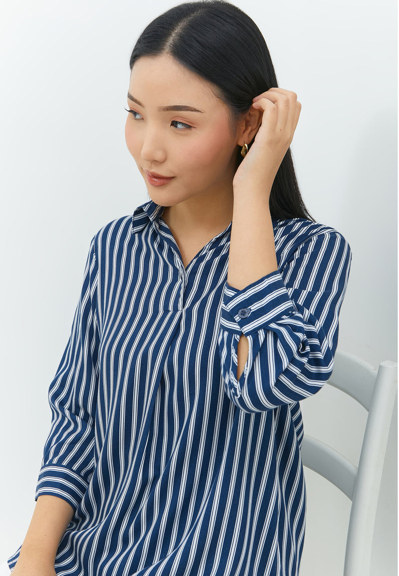 Gendhis Navy Stripe Shirt | G.13151