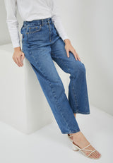 Wide Leg Jeans Dark Blue Denim | G.3407