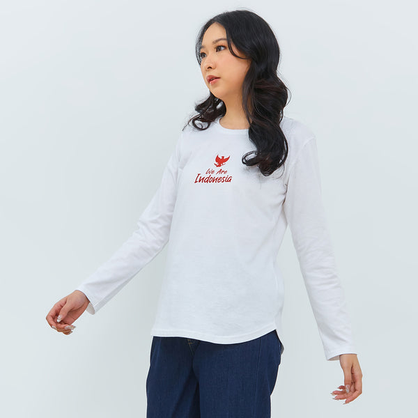 Geela Official - We Are Indonesia White Long T-Shirt (G.71210) - Kaos Wanita