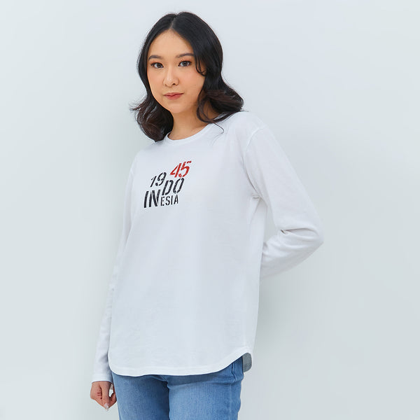 Geela Official - 1945 Indonesia White Long T-Shirt (G.71209) - Kaos Wanita