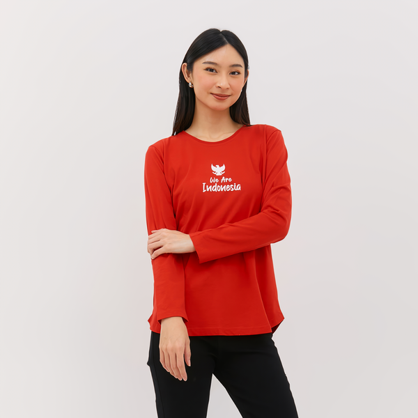 Geela Official - We Are Indonesia Red Long T-Shirt (G.71208) - Kaos Wanita