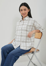 Bethari Brown Plaid Oversize Shirt | G.13174