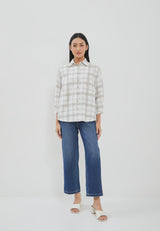 Bethari Brown Plaid Oversize Shirt | G.13174