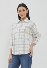 Bethari Brown Plaid Oversize Shirt | G.13174