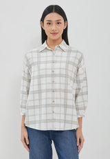 Bethari Brown Plaid Oversize Shirt | G.13174