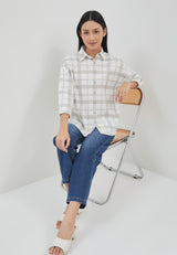 Bethari Brown Plaid Oversize Shirt | G.13174